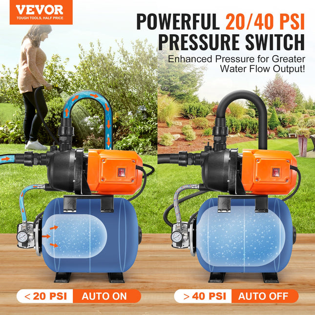 Vandens siurblys su hidroforu VEVOR FSGP1200-2, 750 W