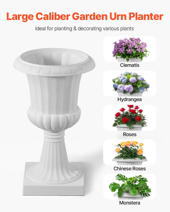 Plastikiniai vazonai-urnos VEVOR KD2983W, 2 vnt., 25 x 42 cm