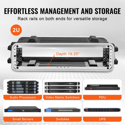 Serverio spintos dėklas VEVOR ABS-2UL, 2U, 480 mm gylis
