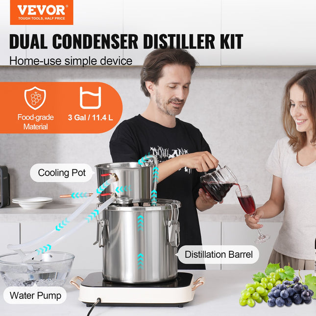 Alkoholio distiliatorius VEVOR STD-10L-U, 11,4 l