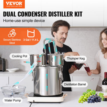 Distiliatorius VEVOR DTDB-10L-U, 11,4 l