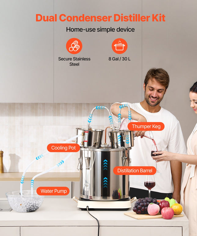 Distiliavimo aparatas VEVOR DTDB-30L-U, 30 L