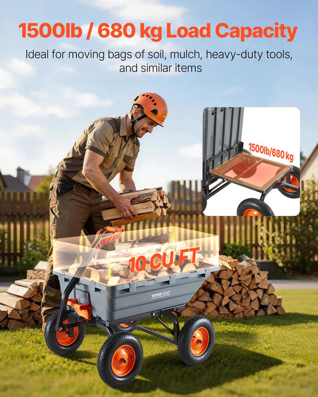 Sodo vežimėlis-savisvartis VEVOR TC4283A, 680 kg keliamoji galia