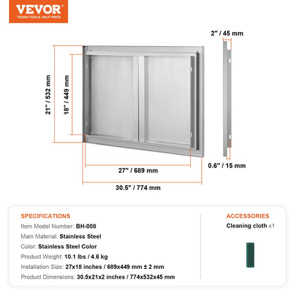 Lauko virtuvės durelės VEVOR BH-008, 774x532 mm