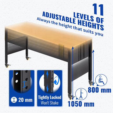 Reguliuojamo aukščio darbastalis VEVOR O6120L, 155 x 51 cm, 720 kg