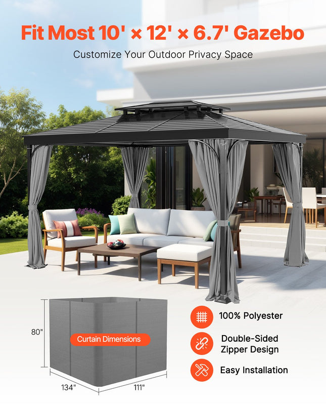 Pavėsinės užuolaidos VEVOR JDC-36GR, 3 x 3,6 m