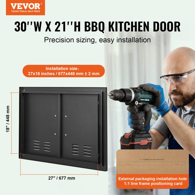Lauko virtuvės durelės VEVOR B008S, 762x533 mm