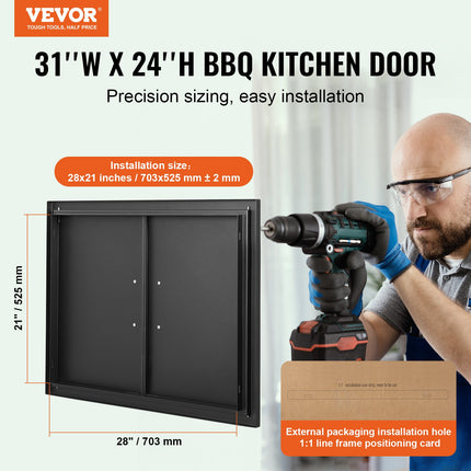 Lauko virtuvės durelės VEVOR B009S, 788x610 mm