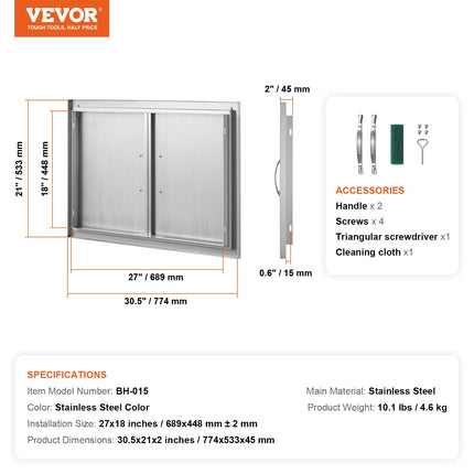 Lauko virtuvės durelės VEVOR BH-015, 774x533 mm