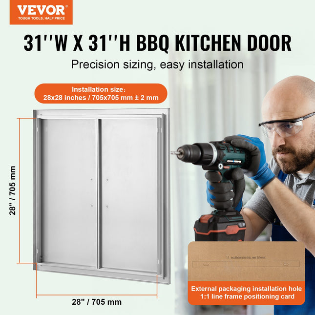 Lauko virtuvės durelės VEVOR B003S, 790x790 mm