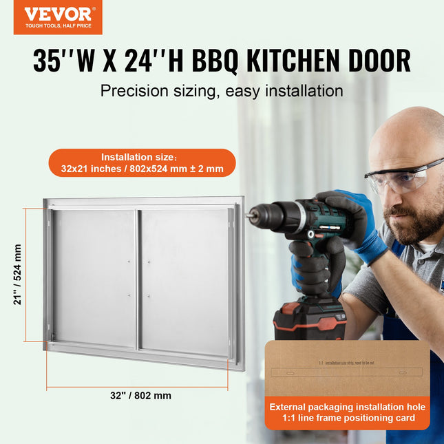 Lauko virtuvės durelės VEVOR BH-017, 889x610 mm