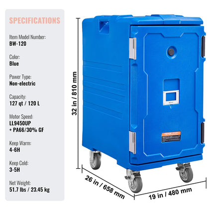 Termoizoliacinis maisto konteineris VEVOR BW-90D, 120 L