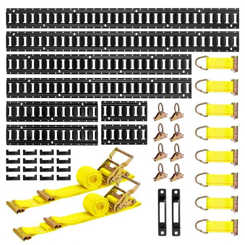 Krovinių tvirtinimo bėgelių rinkinys VEVOR JC25-ETR-5421FT36PCS, 8 vnt. bėgelių su 36 priedais