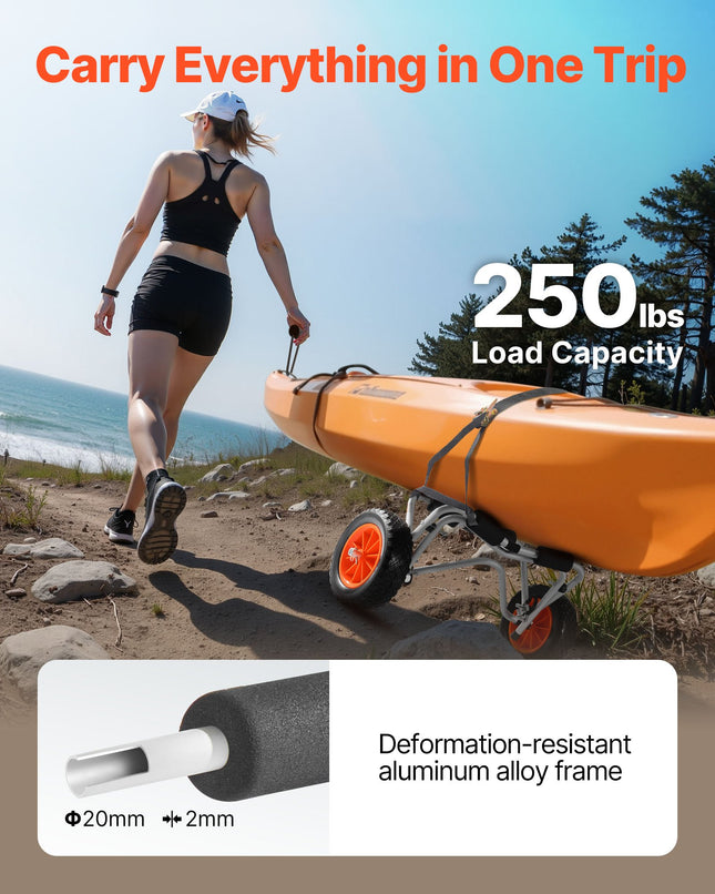 Baidarių ir kanojų vežimėlis VEVOR JH002, 113,4 kg keliamoji galia