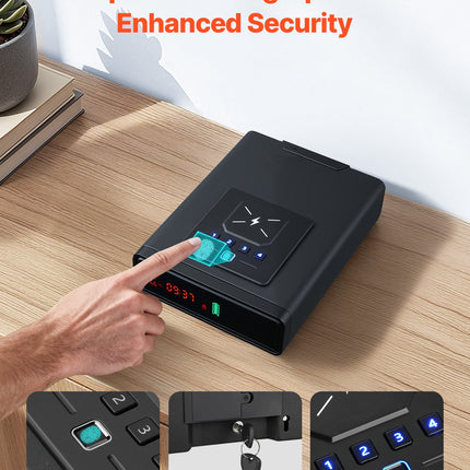 Seifas ginklams VEVOR WX007, su biometrine spyna ir belaidžiu įkrovimu