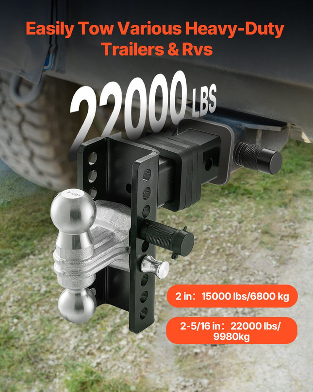 Reguliuojamas priekabos kablys VEVOR TK-2.5"-DROP6", 9980 kg keliamoji galia