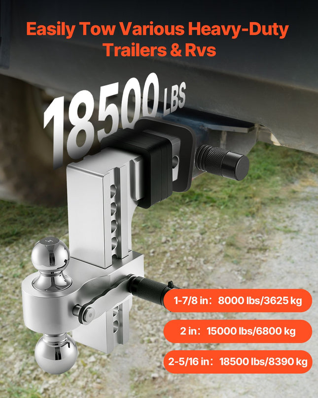 Reguliuojamas priekabos kablys VEVOR AL-2.5-drop8", 8390 kg keliamoji galia.