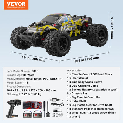 Nuotolinio valdymo automobilis VEVOR 300E, 45 km/h