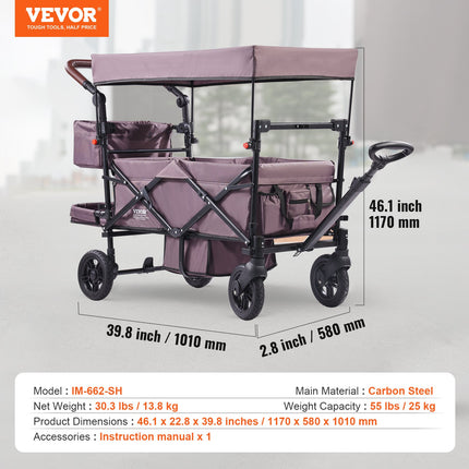 Vežimėlis-vagonėlis VEVOR IM-662-AZ, 2 vaikams