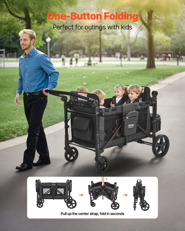 Vežimėlis-vagonėlis keturiems vaikams VEVOR IM4seater-PS, 150 kg apkrova