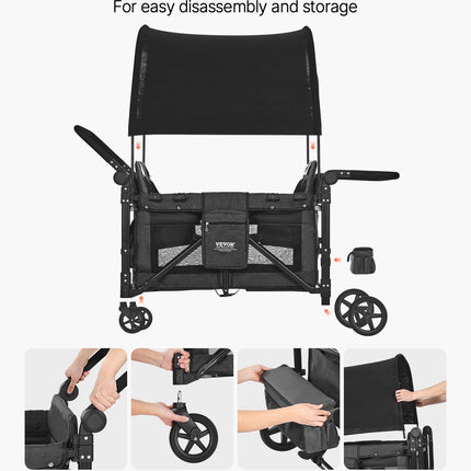 Vežimėlis-vagonėlis keturiems vaikams VEVOR IM4seater-PS, 150 kg apkrova