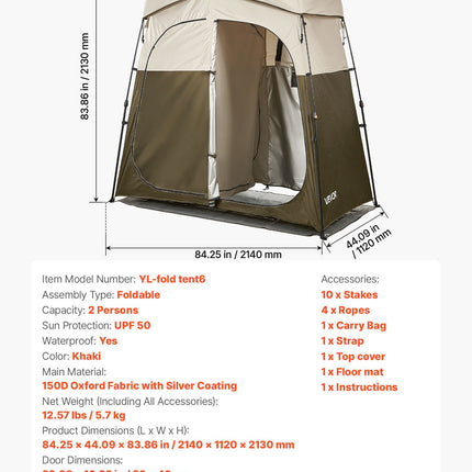 Kempingo dušo palapinė VEVOR YL-fold tent6, 2 skyrių