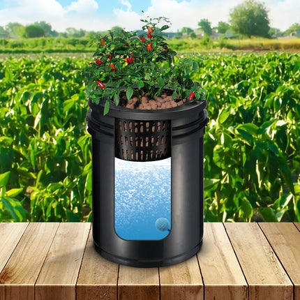 Hidroponinė sistema VEVOR RDWC EHW0104C-DR, 4 talpos po 18,9 l