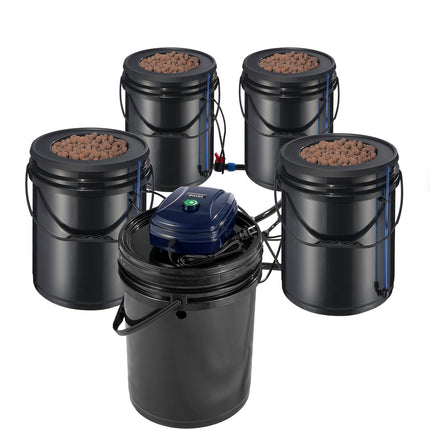 Hidroponinė sistema VEVOR RDWC EHW0104C-DR, 4 talpos po 18,9 l
