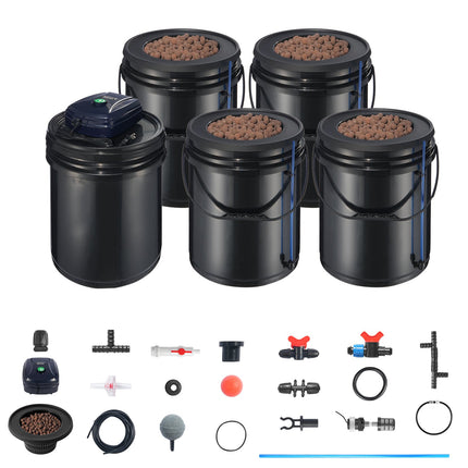 Hidroponinė sistema VEVOR RDWC EHW0104C-DR, 4 talpos po 18,9 l