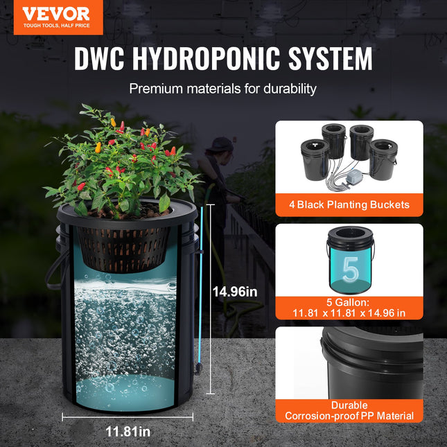 Hidroponinė auginimo sistema VEVOR EHW0004C-DR, 4 talpos po 20 l