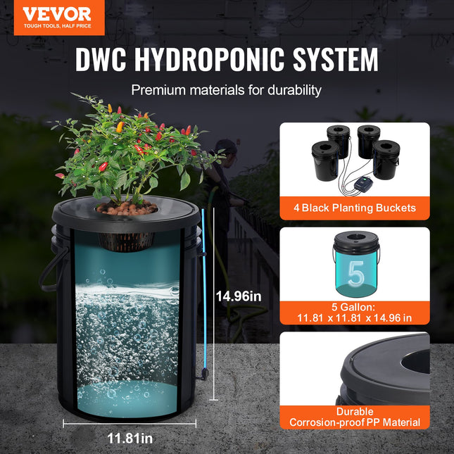 Hidroponinė auginimo sistema VEVOR EHW0004C, 4 talpos po 20 l