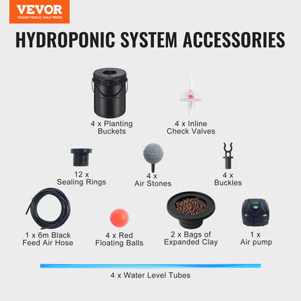 Hidroponinė auginimo sistema VEVOR EHW0004C, 4 talpos po 20 l