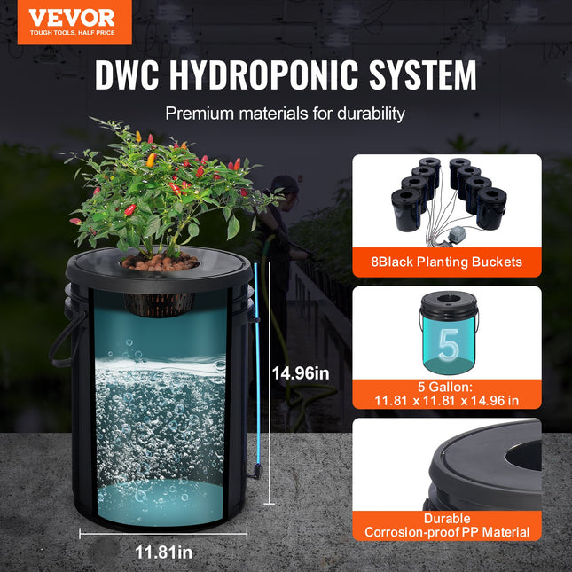 Hidroponinė auginimo sistema VEVOR EHW0008C, 8 talpos po 20 l