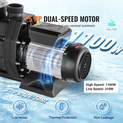 Antžeminių baseinų siurblys VEVOR SPP200E-II, 1100 W
