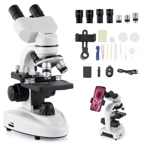 Binokulinis mikroskopas VEVOR H-20A, 40-2000x padidinimas