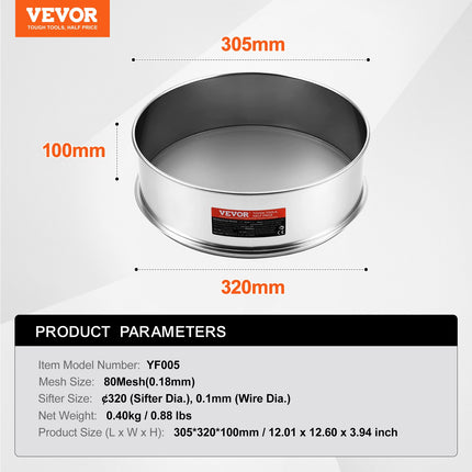 Miltų sijotuvas VEVOR YF005, 80 Mesh (0,18 mm)