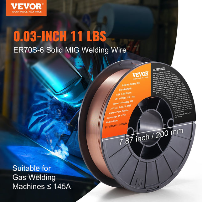 MIG suvirinimo viela VEVOR ER70S-6, 0.8 mm, 5 kg