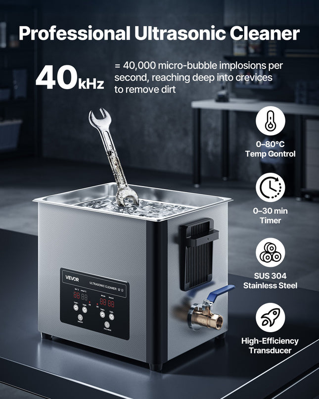 Ultragarsinė valyklė VEVOR TH-40ATP, 10 l talpa