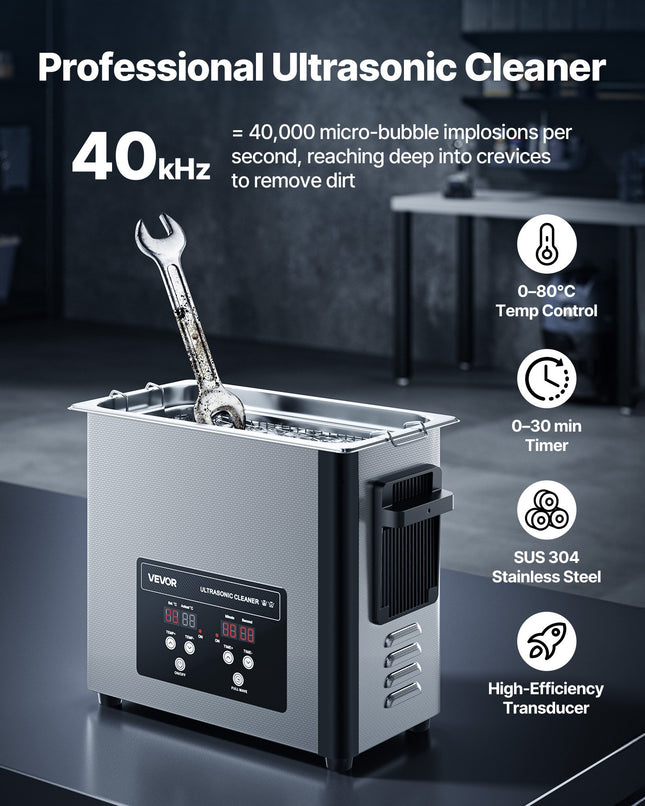 Ultragarsinė valyklė VEVOR TH-30ATP, 6 l talpa