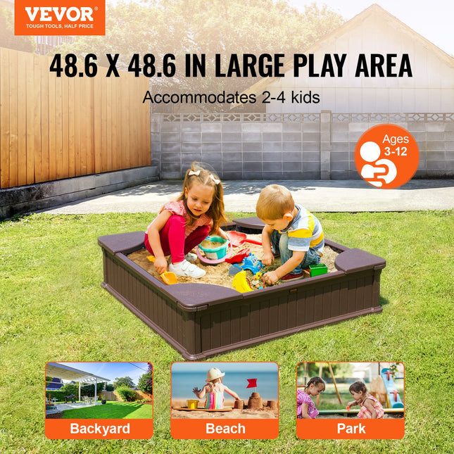 Smėlio dėžė VEVOR BXSB120, 123,5x123,5 cm