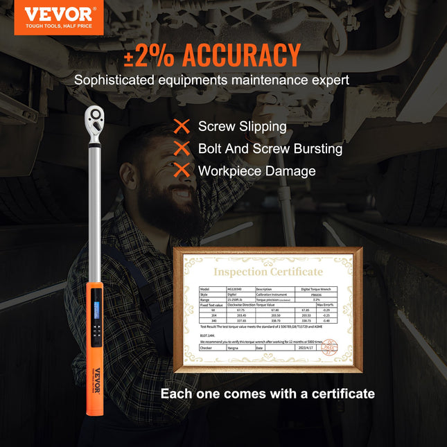 Skaitmeninis dinamometrinis raktas VEVOR 12250FTLB, 34–340 Nm