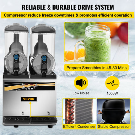 Šaldytų gėrimų gaminimo aparatas VEVOR X-300, 2 x 15 l talpa