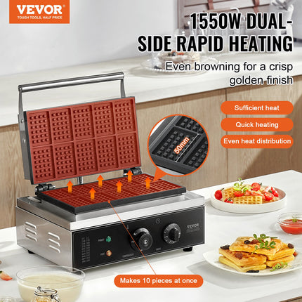 Profesionalus vaflių kepimo aparatas VEVOR HT-10, 1550 W