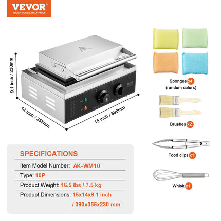 Profesionalus vaflių kepimo aparatas VEVOR HT-10, 1550 W