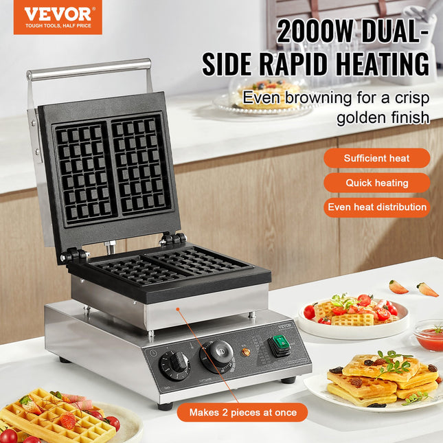 Profesionali vaflių keptuvė VEVOR HT-2210, 2000 W