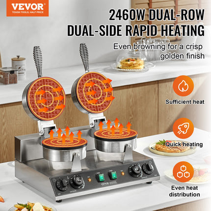 Dviguba vaflių keptuvė VEVOR HT-2, 2460 W