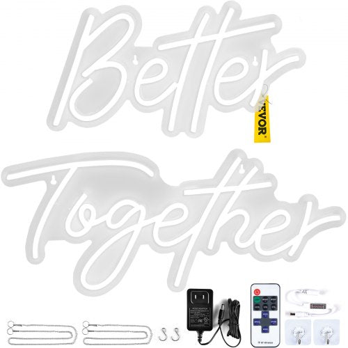 Neono užrašas VEVOR Better Together, 61 x 25,4 cm ir 43,2 x 23 cm