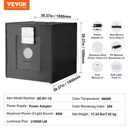 Fotostudijos šviesdėžė VEVOR ZK-RY-10, 1000x1000x1000 mm