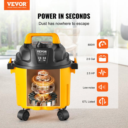 Drėgno ir sauso valymo siurblys VEVOR BJ1623-800-10, 10 l talpa