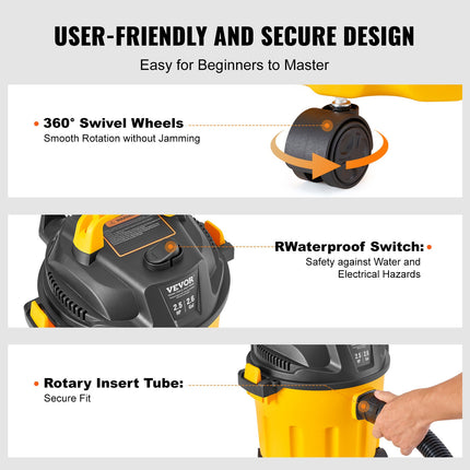Drėgno ir sauso valymo siurblys VEVOR BJ1623-800-10, 10 l talpa
